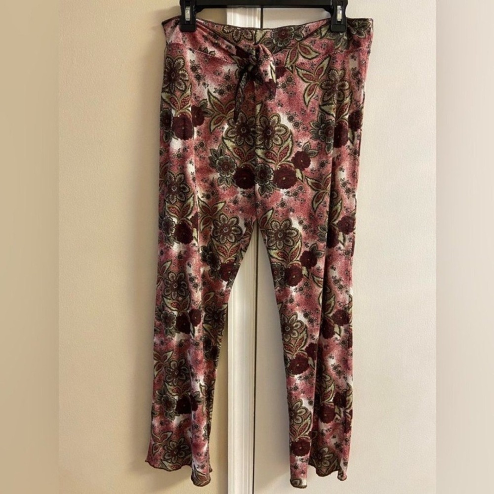 BECCA Red and Pink Floral pants semi sheer Medium